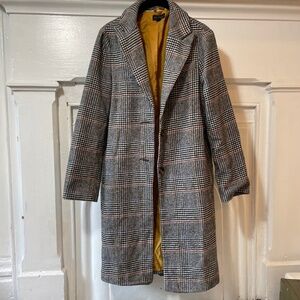 Topshop plaid houndstooth wool blend coat
